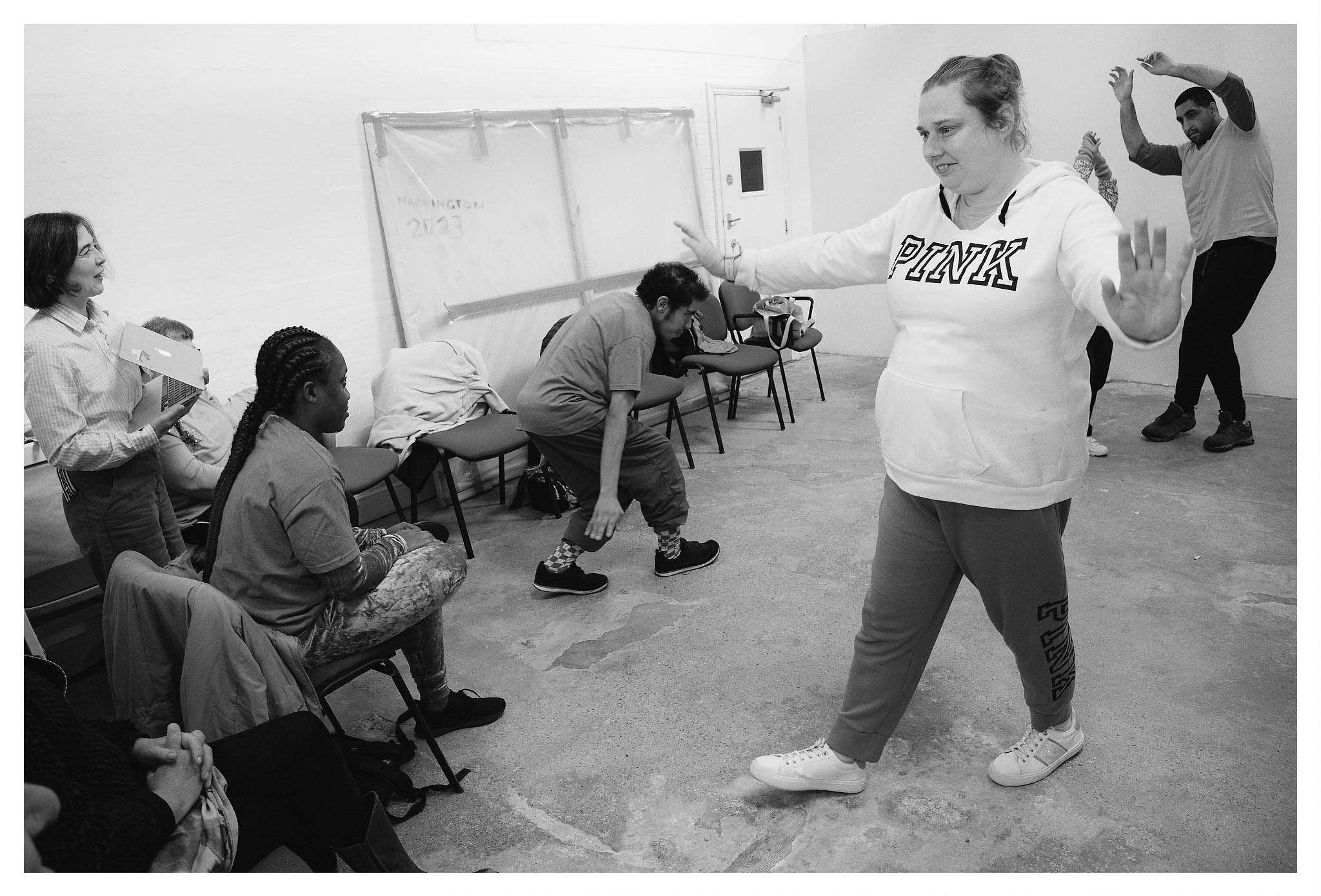 Corali dancers in rehearsals for performance of Super Hot Hot Dog at Pegasus, Oxford
